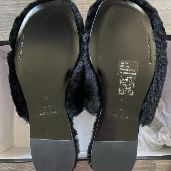 NEW Alexander Wang Amelia Shearling Slippers w Silver Studs | Designer Luxe Cozy - Picture 12 of 14